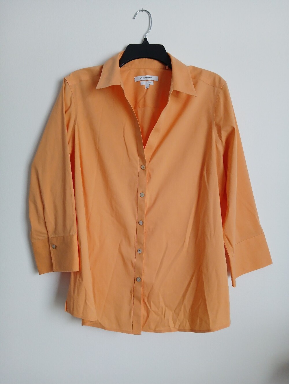 Foxcroft Orange Non Iron Stretch Cotton Blend Top Size 16 Shaped
